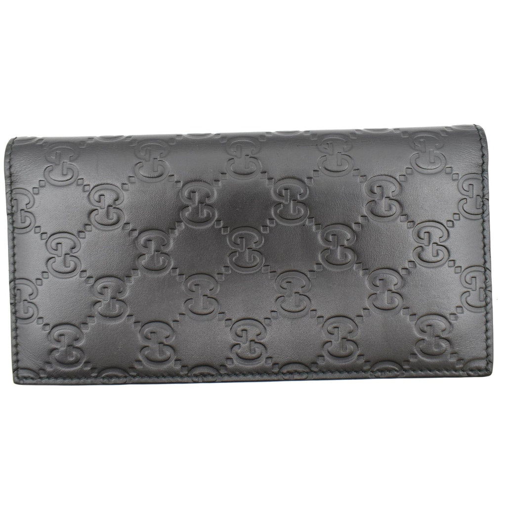 GUCCI Continental Long GG Guccissima Leather Wallet Black 224183