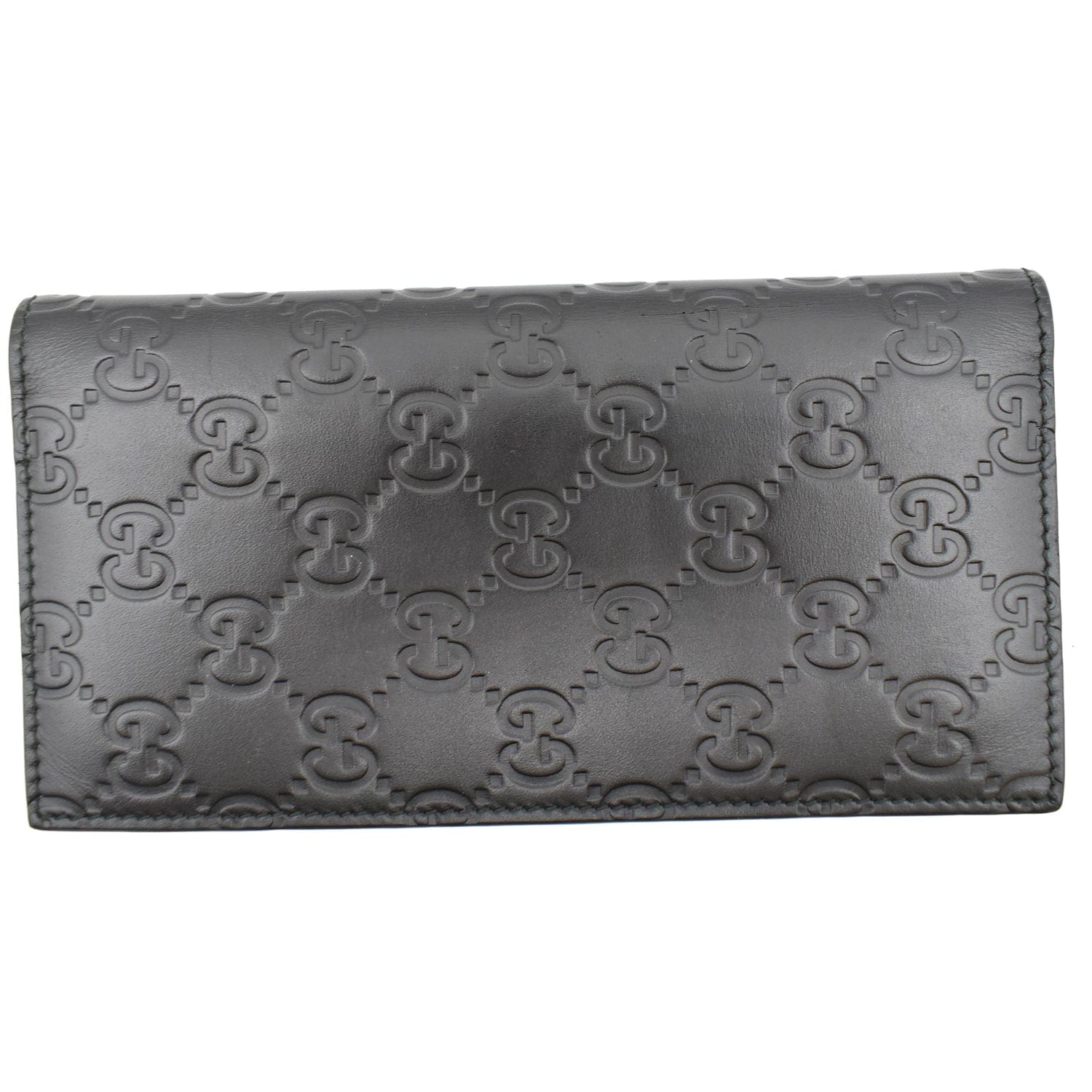 GUCCI Continental Long GG Guccissima Leather Wallet Black 224183