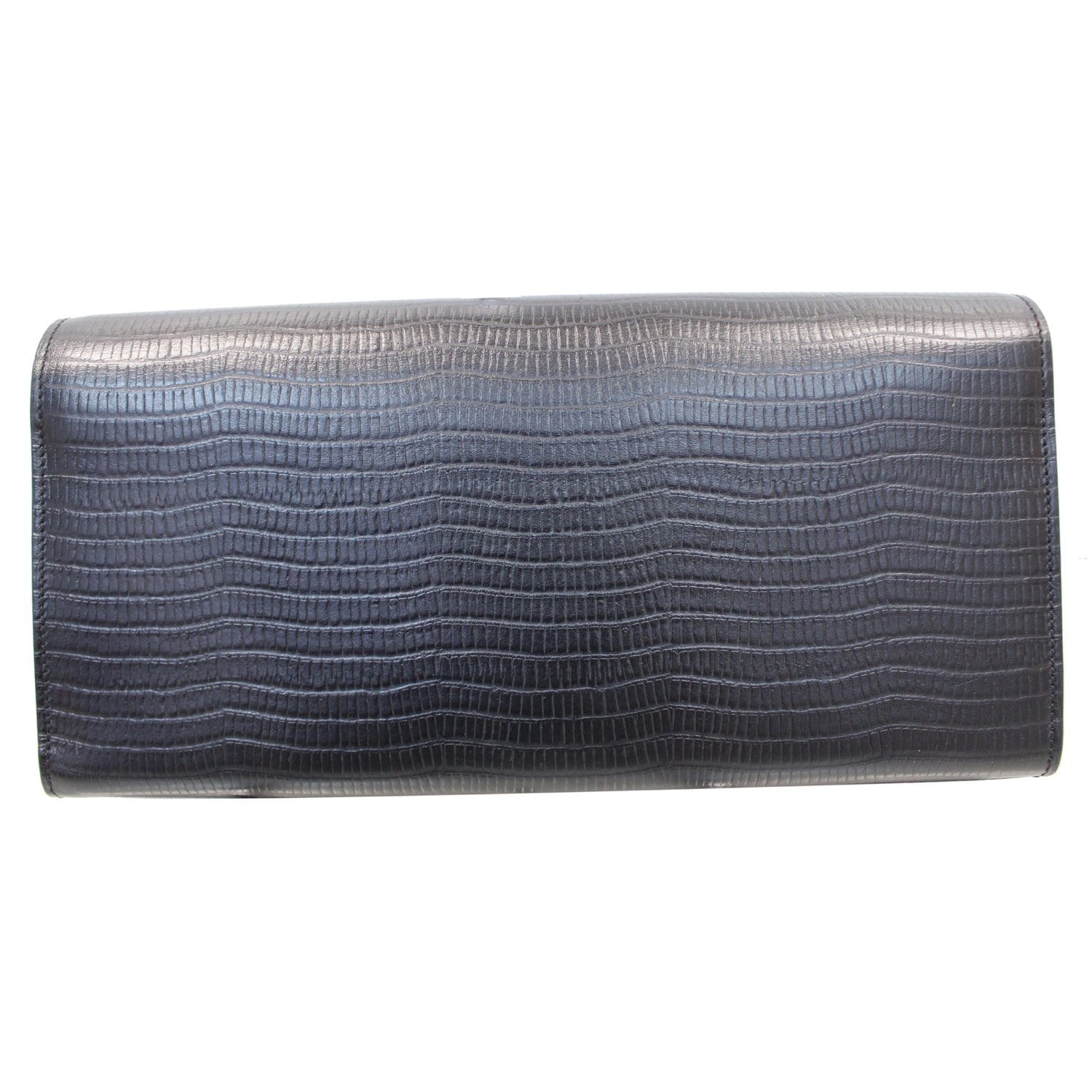 YVES SAINT LAURENT Classic Kate Monogram Tassel Embossed Leather Clutch Black