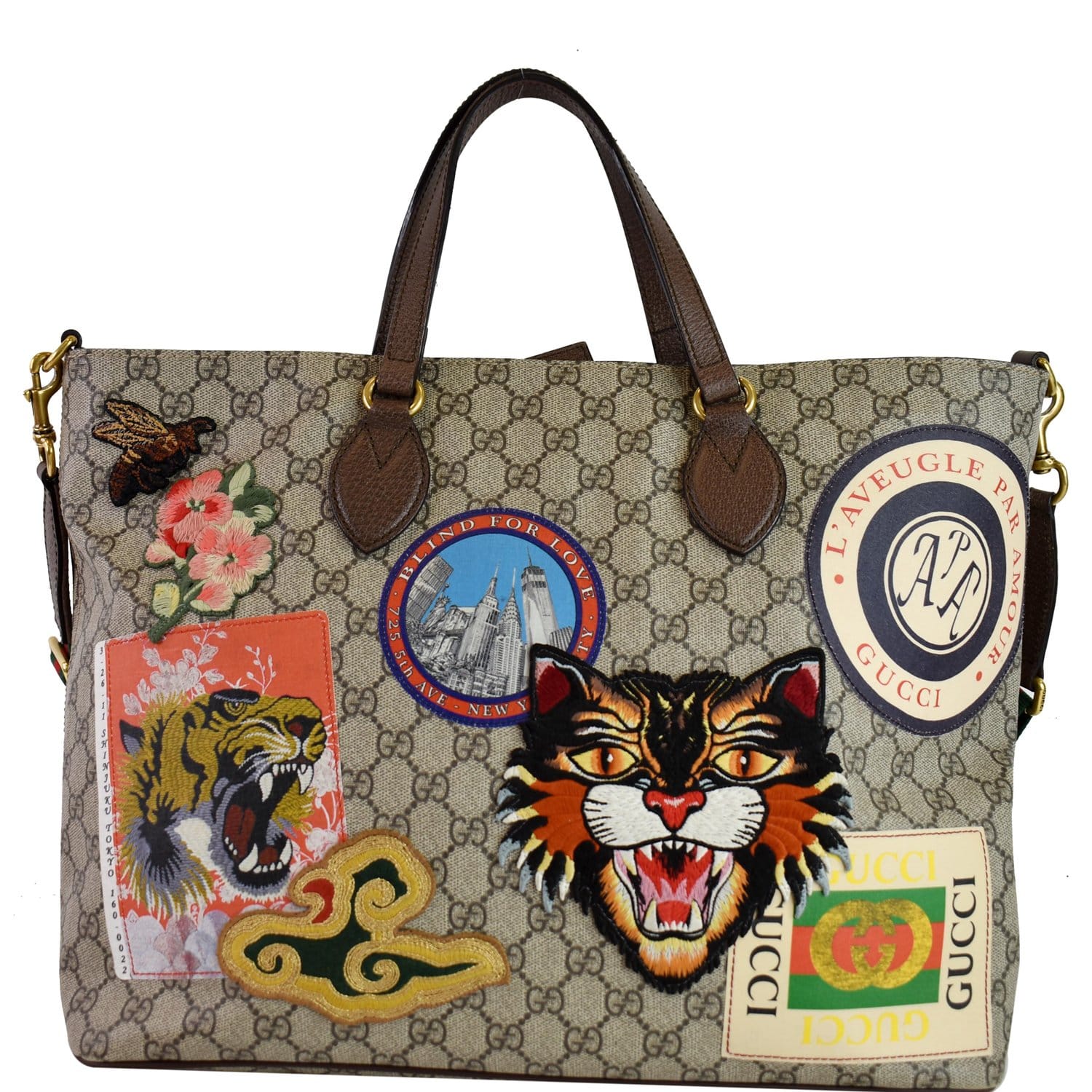 GUCCI Courrier Soft GG Supreme Tote Bag Beige 474083