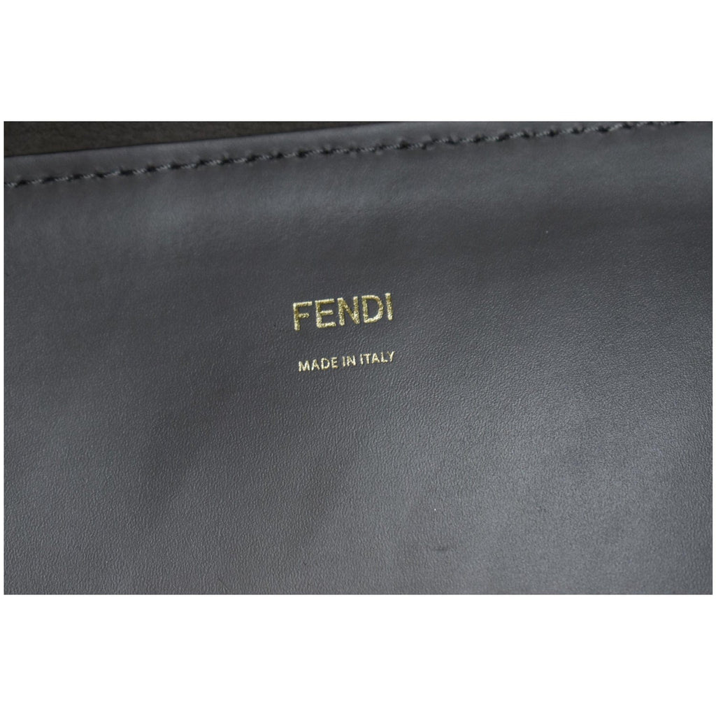 FENDI Sunshine Plexiglass Medium Leather Shopper Tote Bag Gray