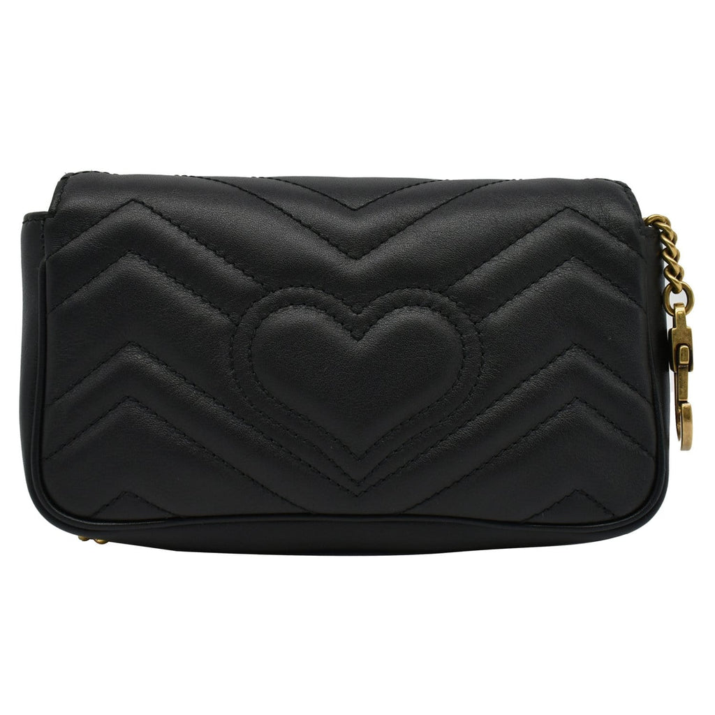 GUCCI GG Marmont Super Mini Leather Crossbody Bag Black 476433