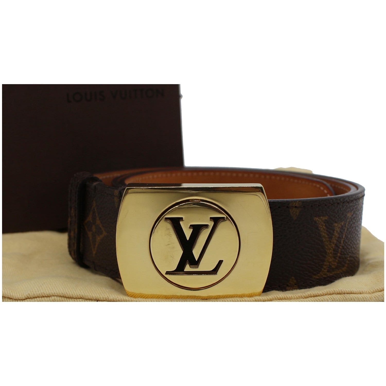 LOUIS VUITTON LV Cut Monogram Canvas Belt Brown Size 80.32