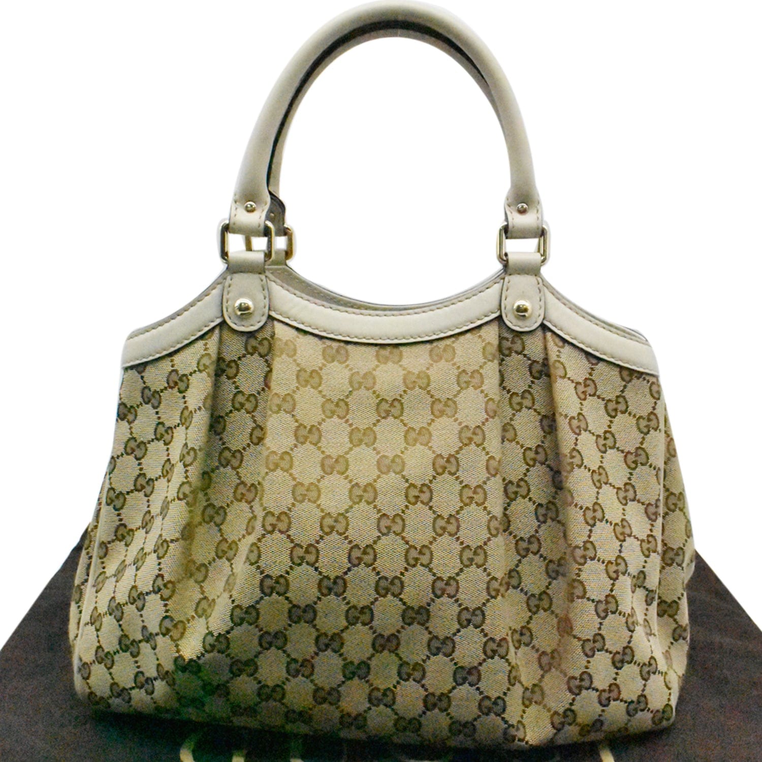 GUCCI Sukey Medium GG Canvas Tote Bag Beige 211944