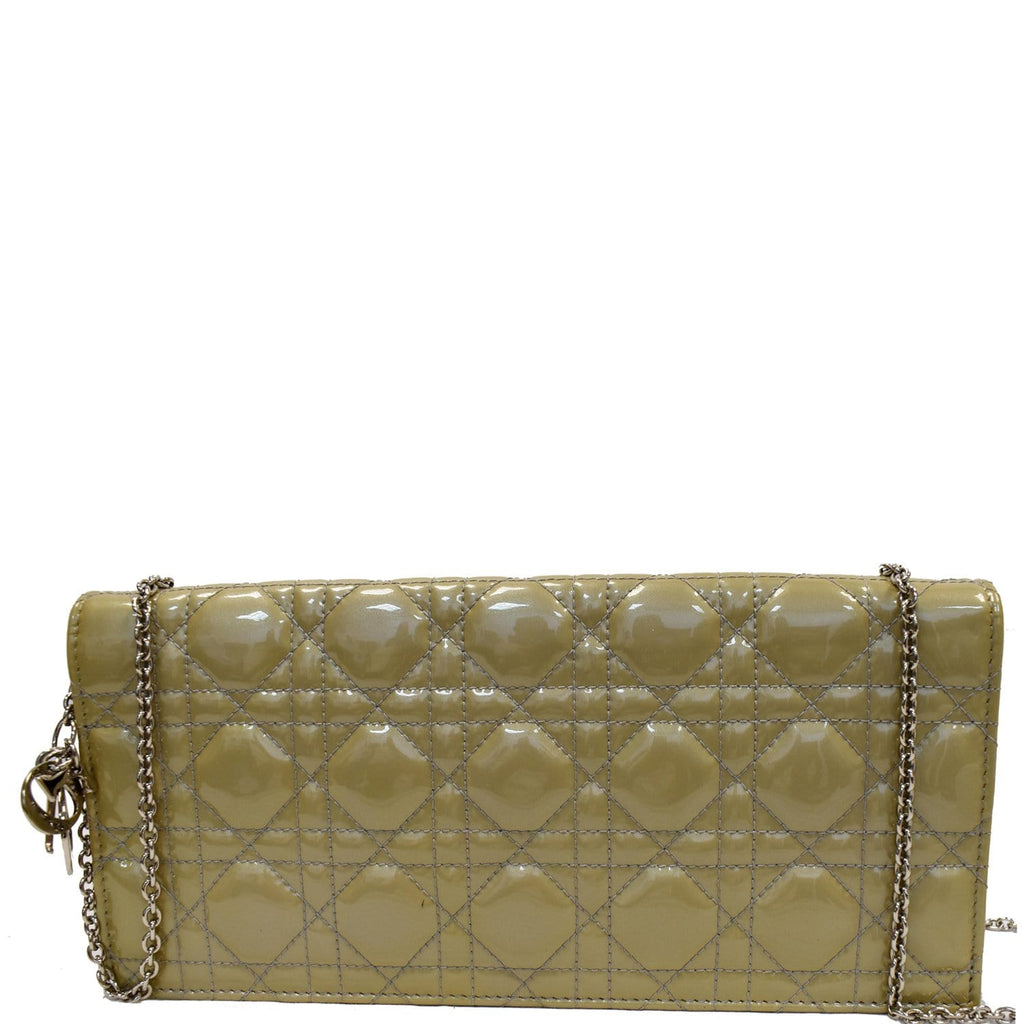 CHRISTIAN DIOR Quilted Patent Leather Lady Dior Clutch Bag
