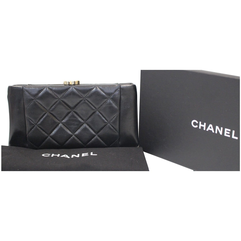 CHANEL Timeless CC Lock Lambskin Leather Clutch Bag Black - 25% OFF