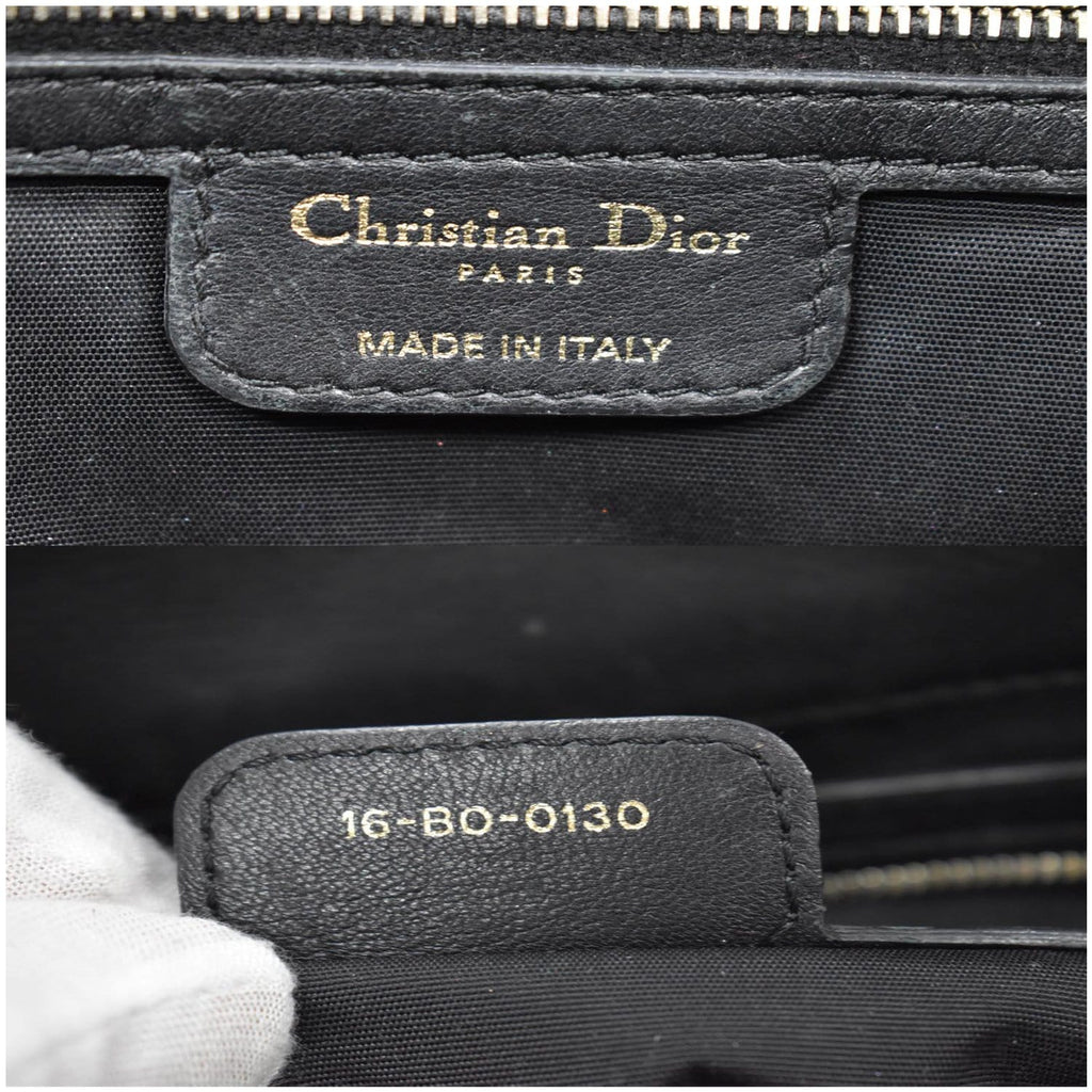 CHRISTIAN DIOR Cannage New Lock Flap Leather Shoulder Bag Black