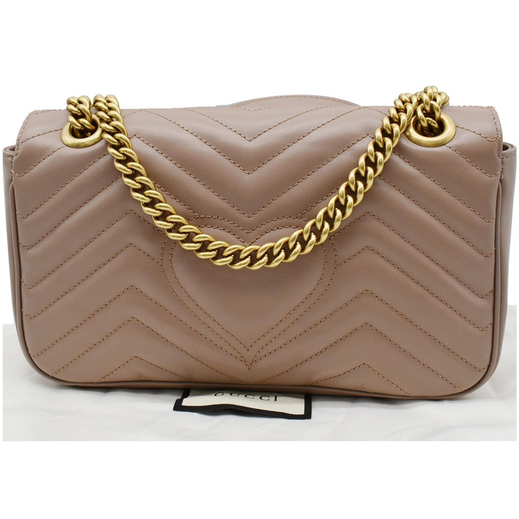 GUCCI GG Marmont Small Matelasse Leather Crossbody Bag Nude 443497