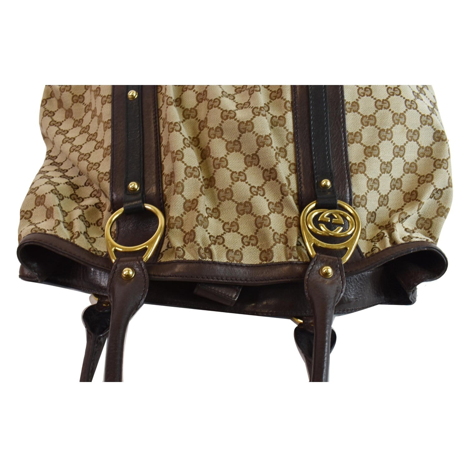 GUCCI Interlocking Large GG Canvas Tote Bag Beige 223954