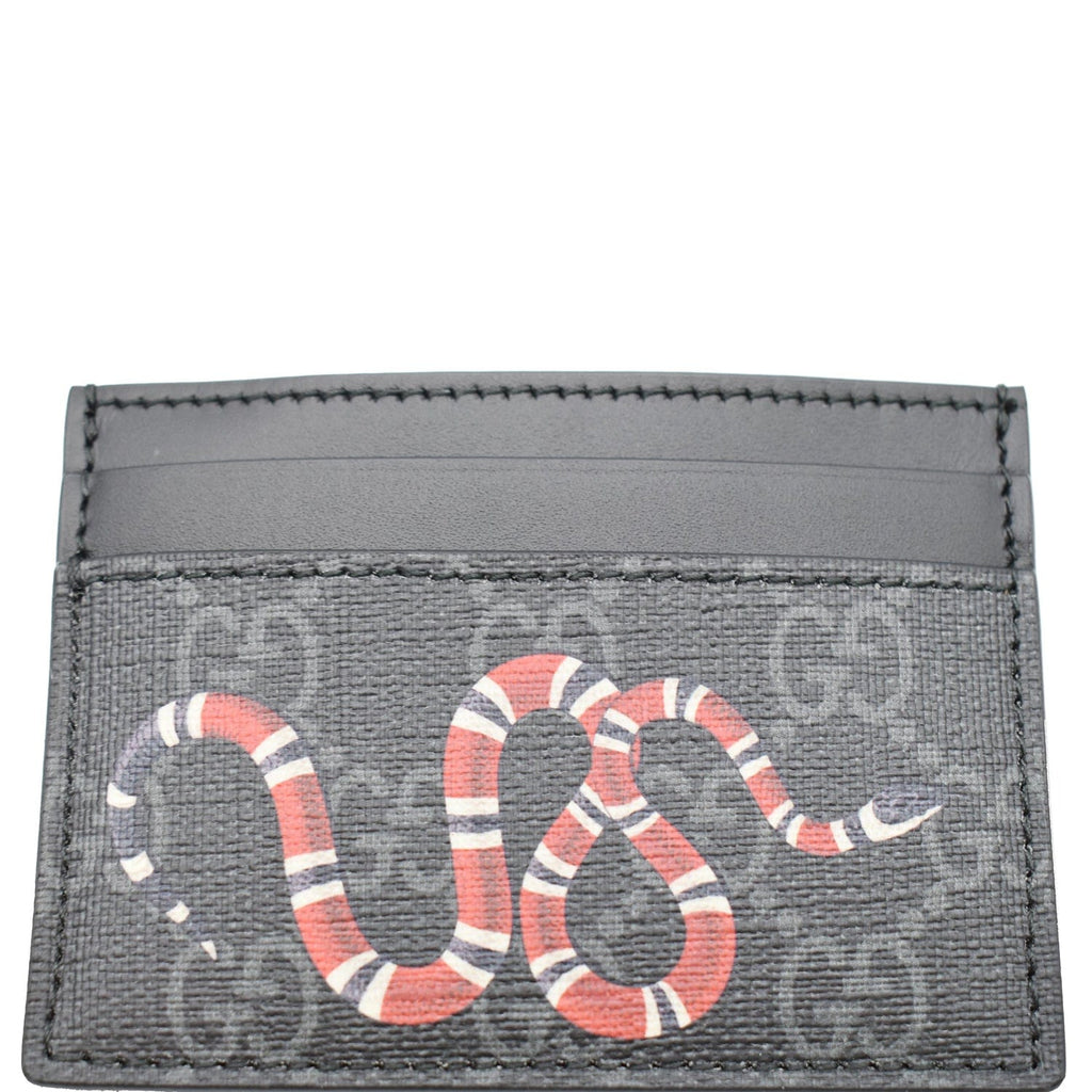 GUCCI Kingsnake Print GG Supreme Monogram  Case Black 451277