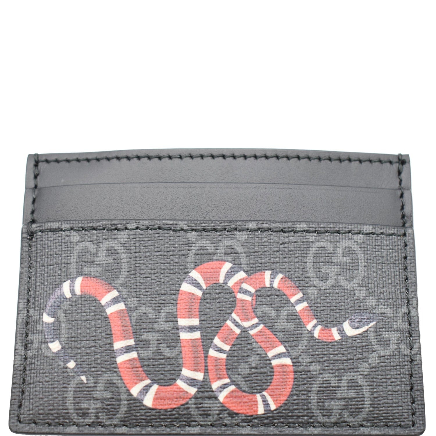 GUCCI Kingsnake Print GG Supreme Monogram  Case Black 451277