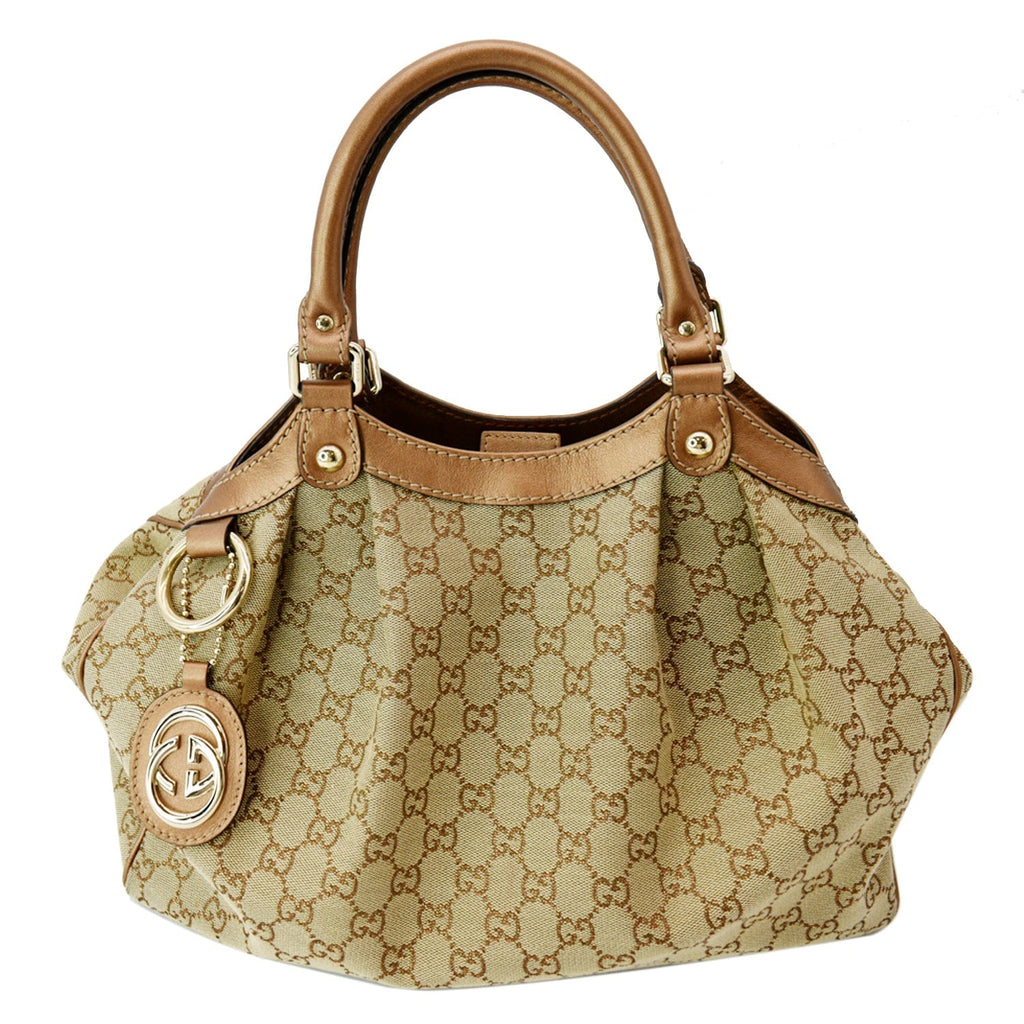 GUCCI Sukey Medium GG Canvas Tote Bag Beige 211944