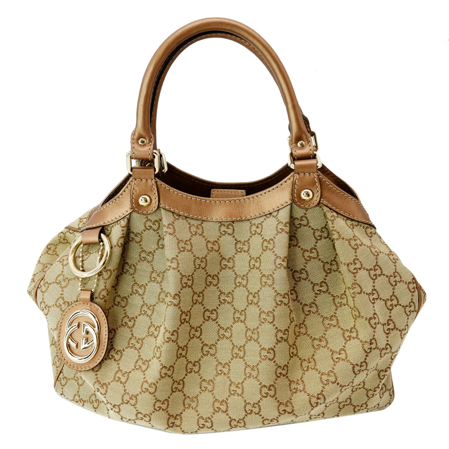 GUCCI Sukey Medium GG Canvas Tote Bag Beige 211944