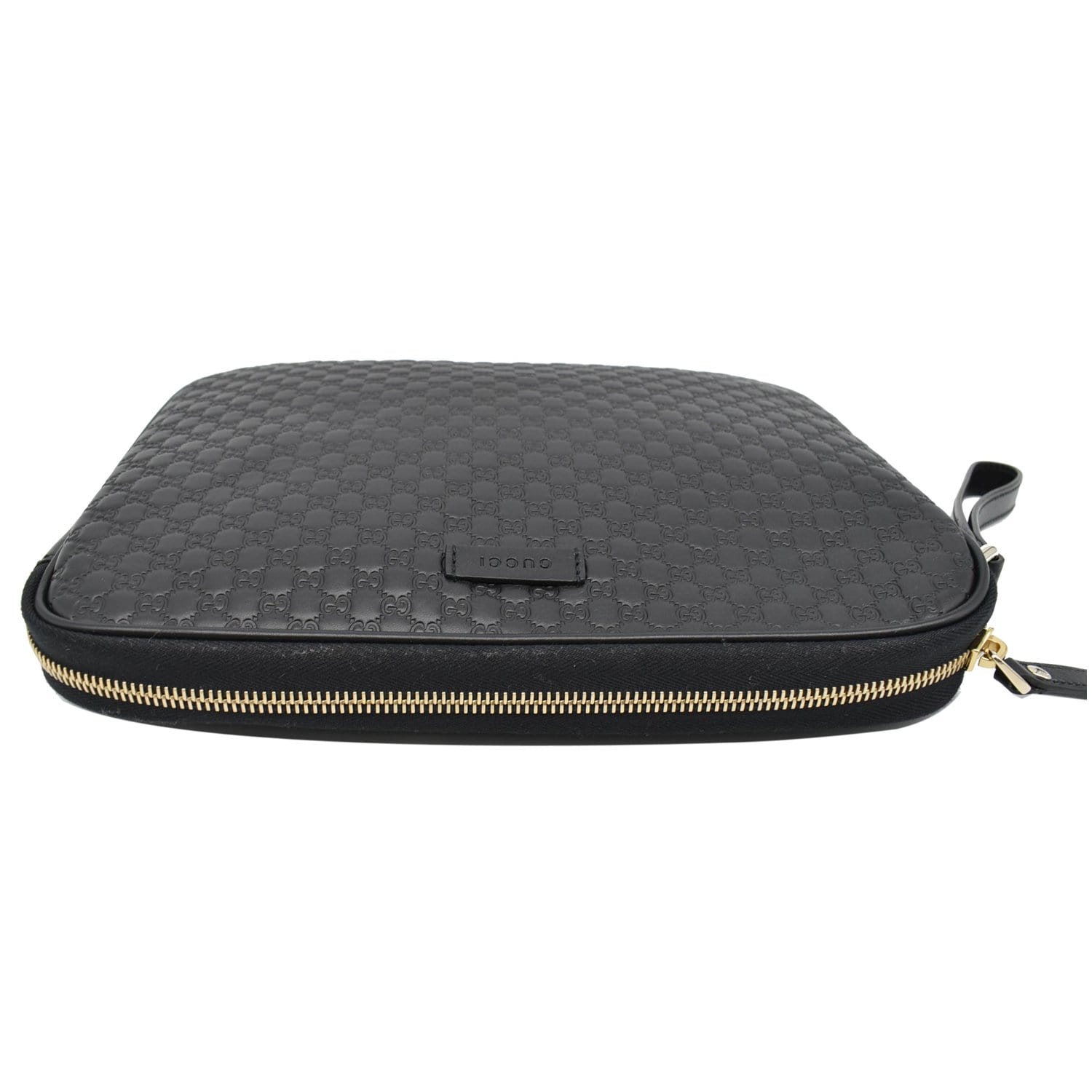 GUCCI Microguccissima Leather Clutch Bag Black 607726