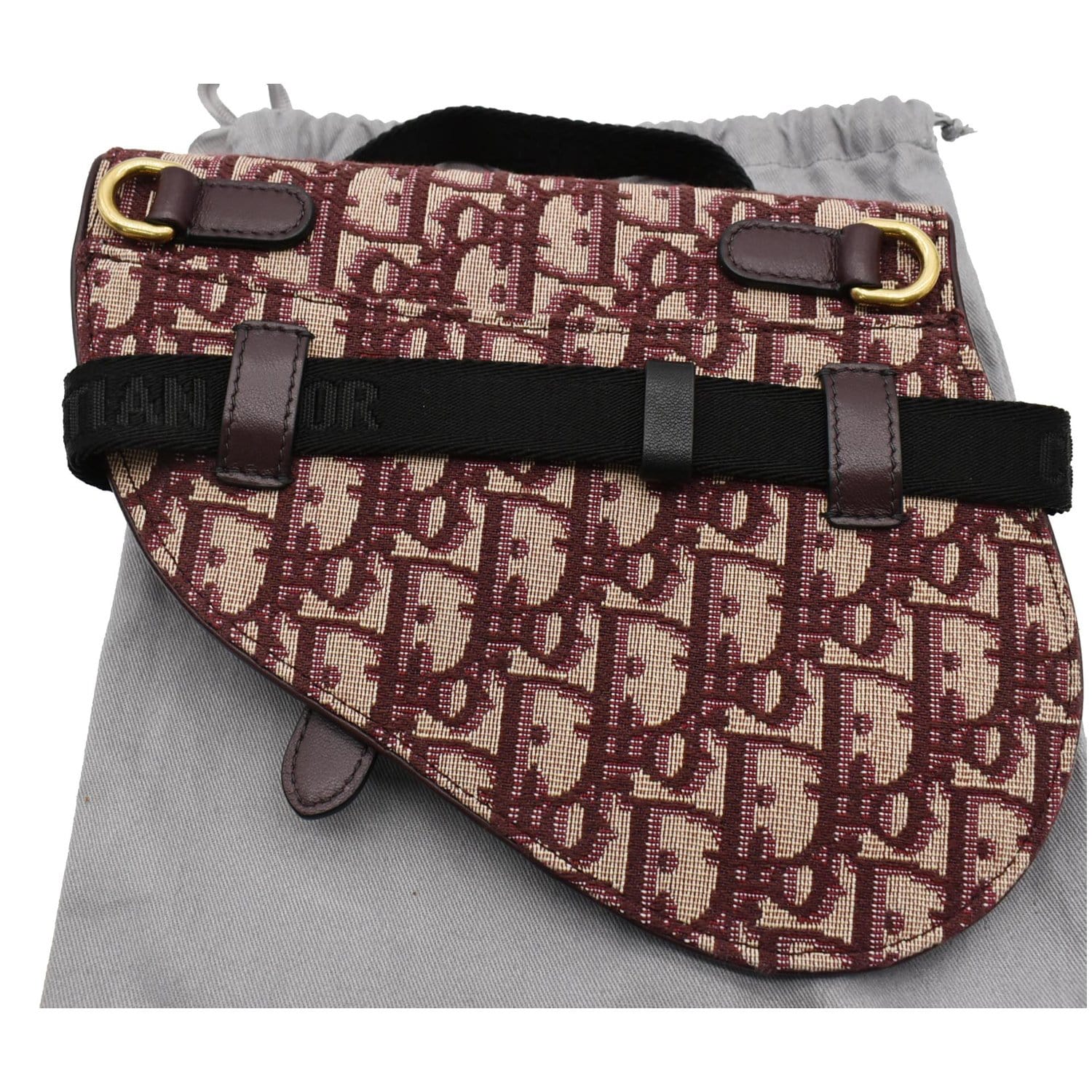 CHRISTIAN DIOR Saddle Oblique Jacquard Belt Bag Burgundy