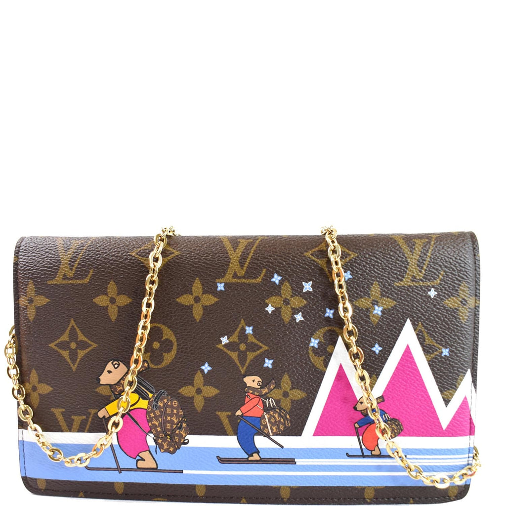 LOUIS VUITTON Weekend Pochette Monogram Canvas Shoulder Clutch Brown