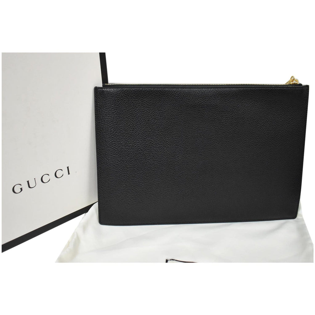 GUCCI Zumi Grainy Leather Pouch Black 570728 - 25% OFF