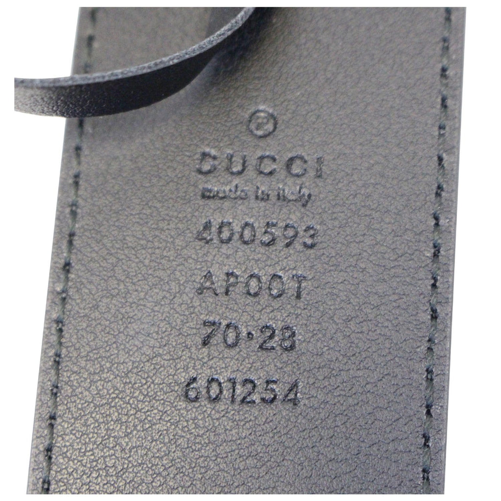 GUCCI Double G Buckle Black Leather Belt Size 35