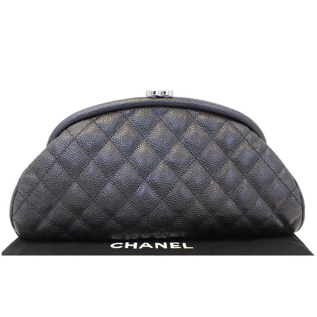 CHANEL Timeless Caviar Quilted Leather Clutch Black