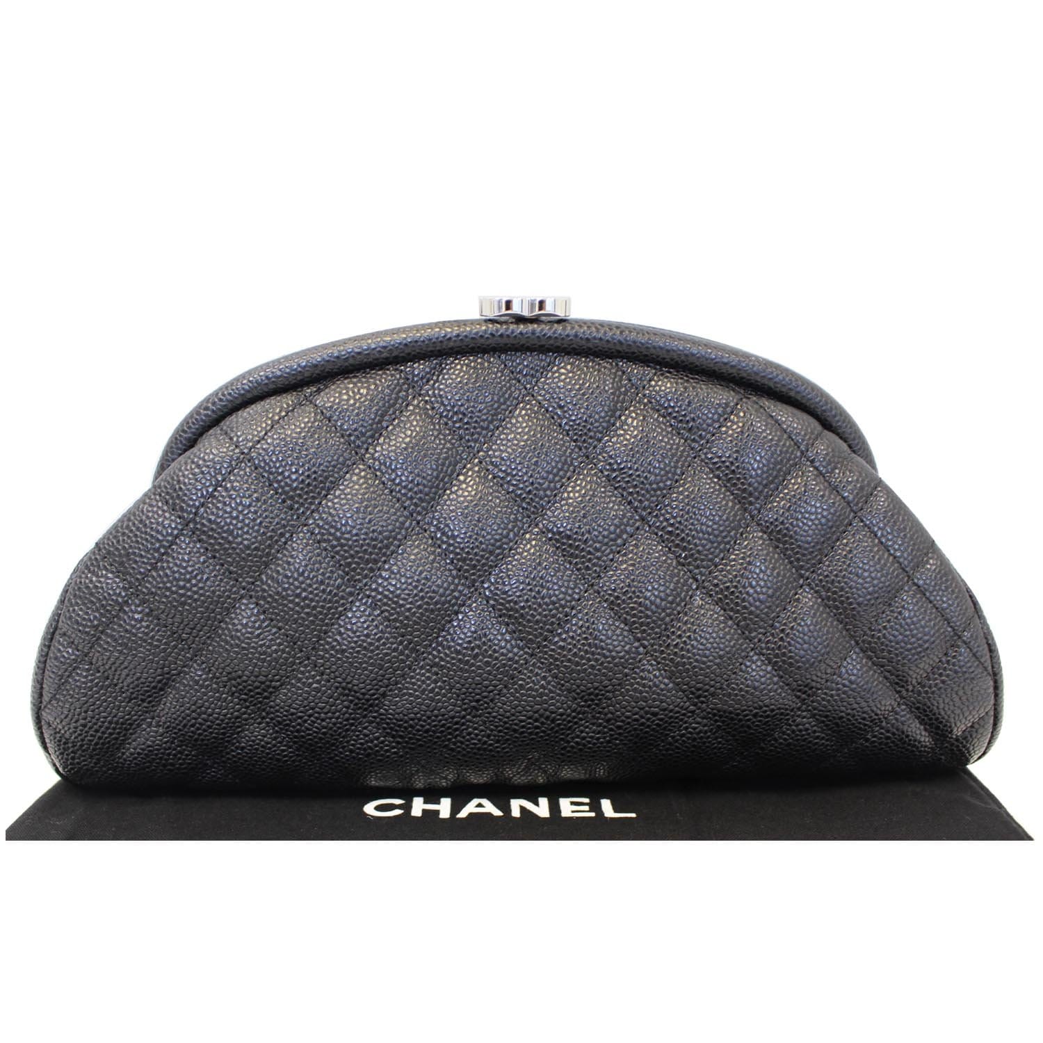CHANEL Timeless Caviar Quilted Leather Clutch Black