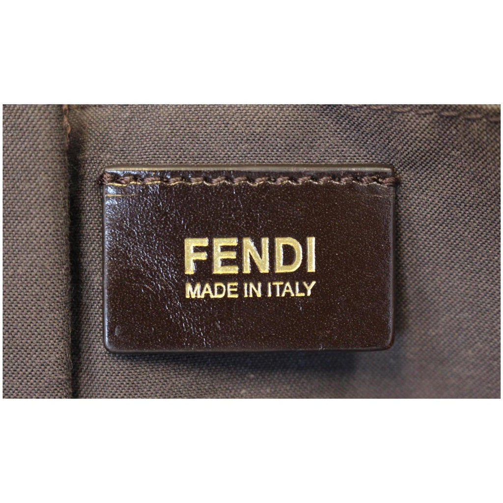 FENDI Tobacco Pequin Stripe Canvas Large Tote Bag Magenta