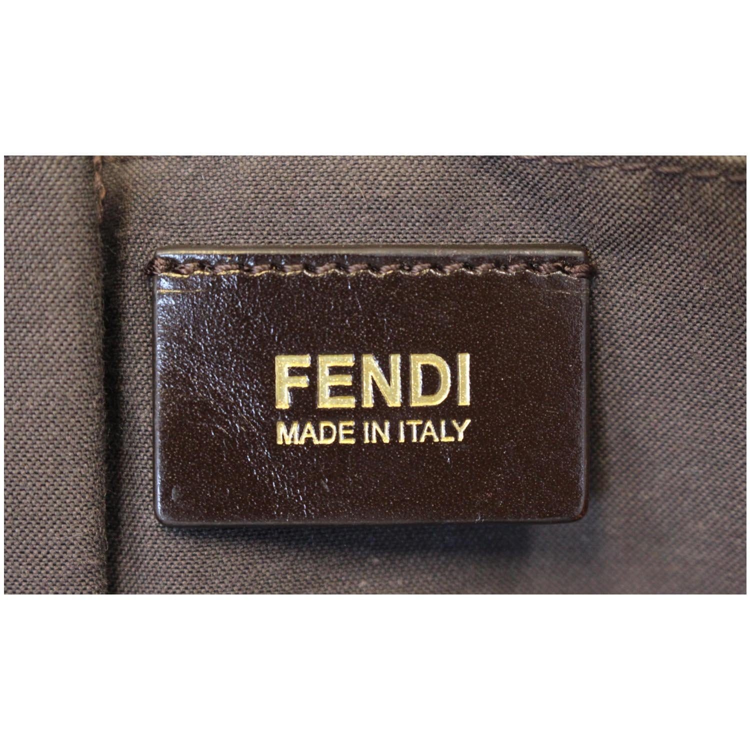 FENDI Tobacco Pequin Stripe Canvas Large Tote Bag Magenta