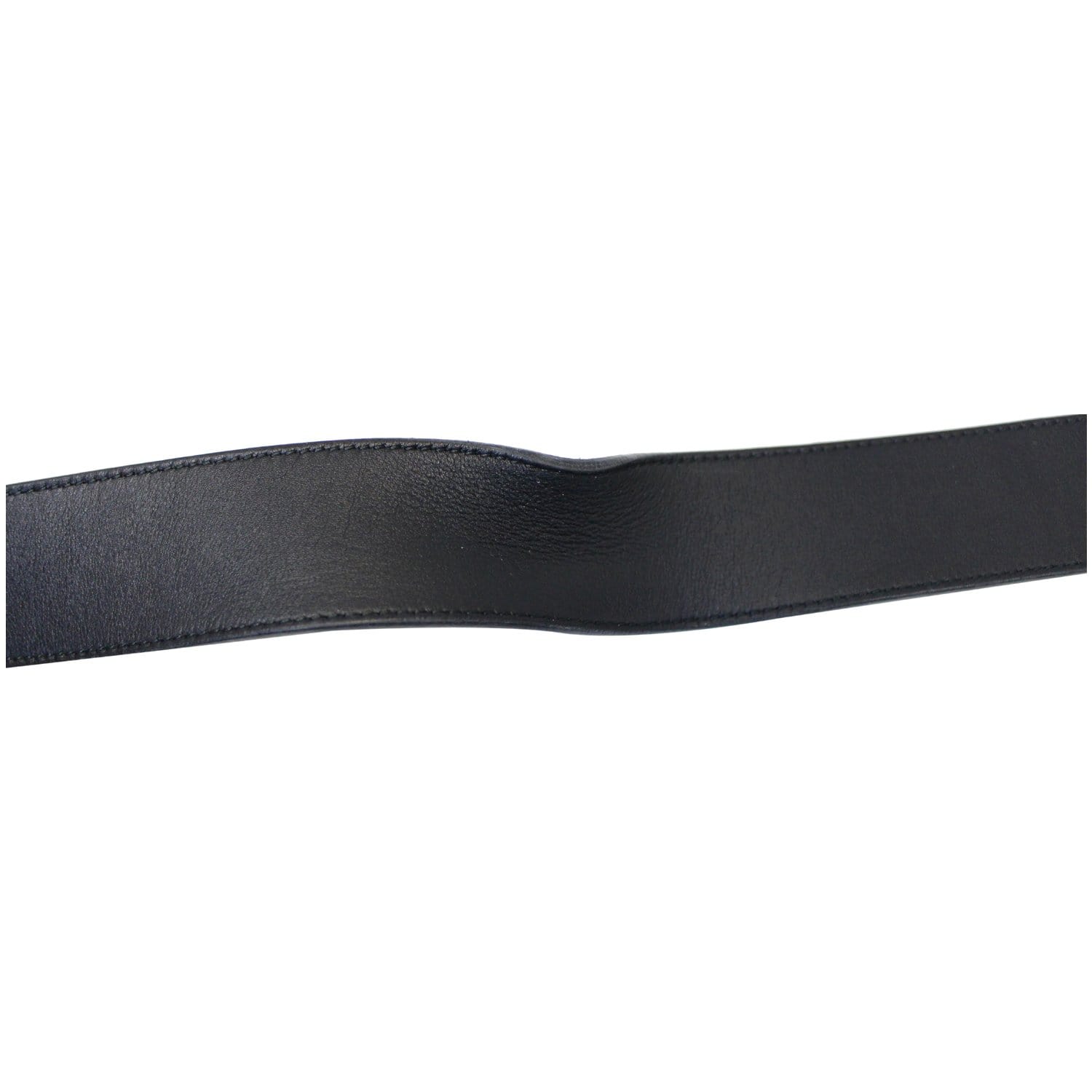 GUCCI Pearl Double G Black Leather Belt Size 44