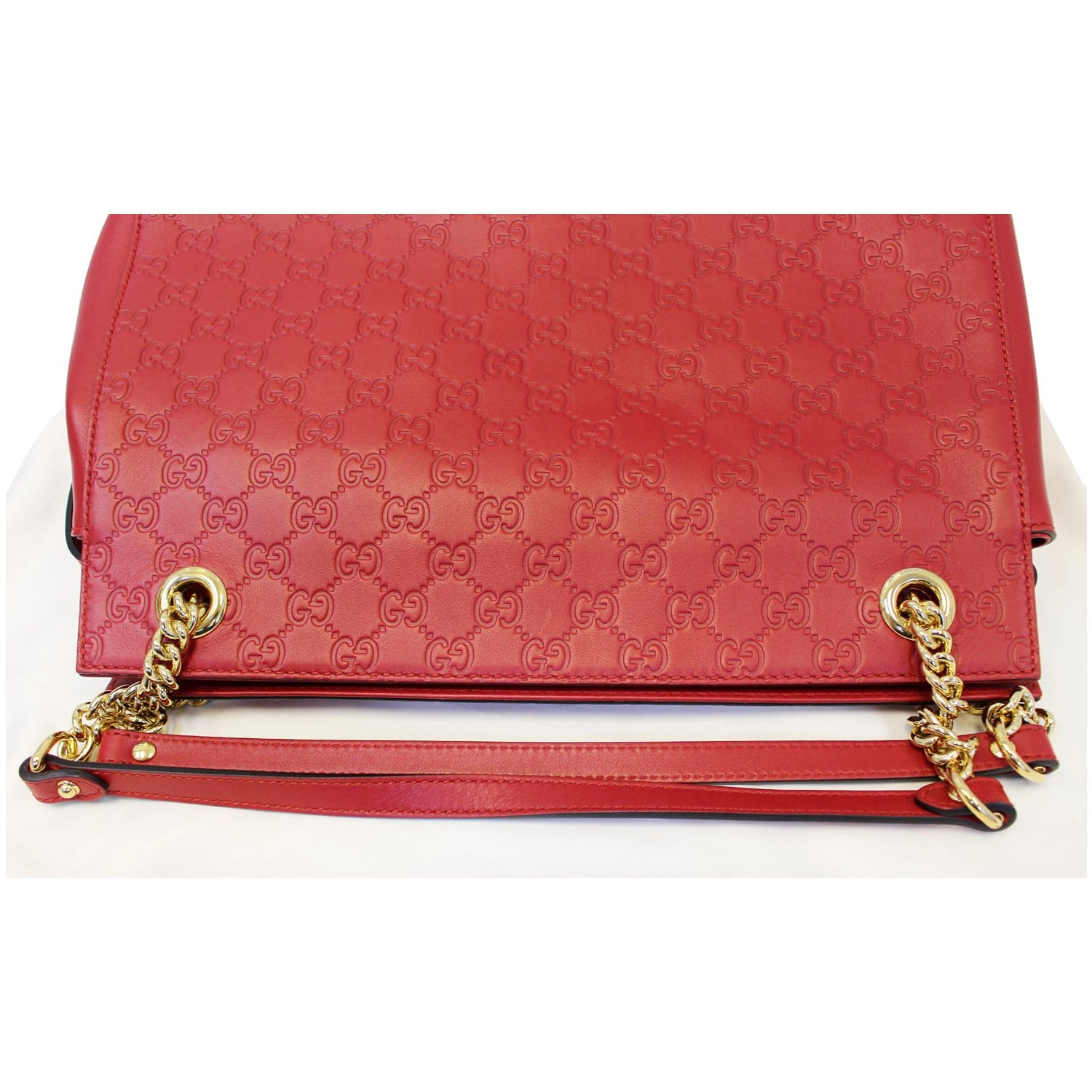 GUCCI Guccissima Leather Soft Signature Shoulder Bag Red