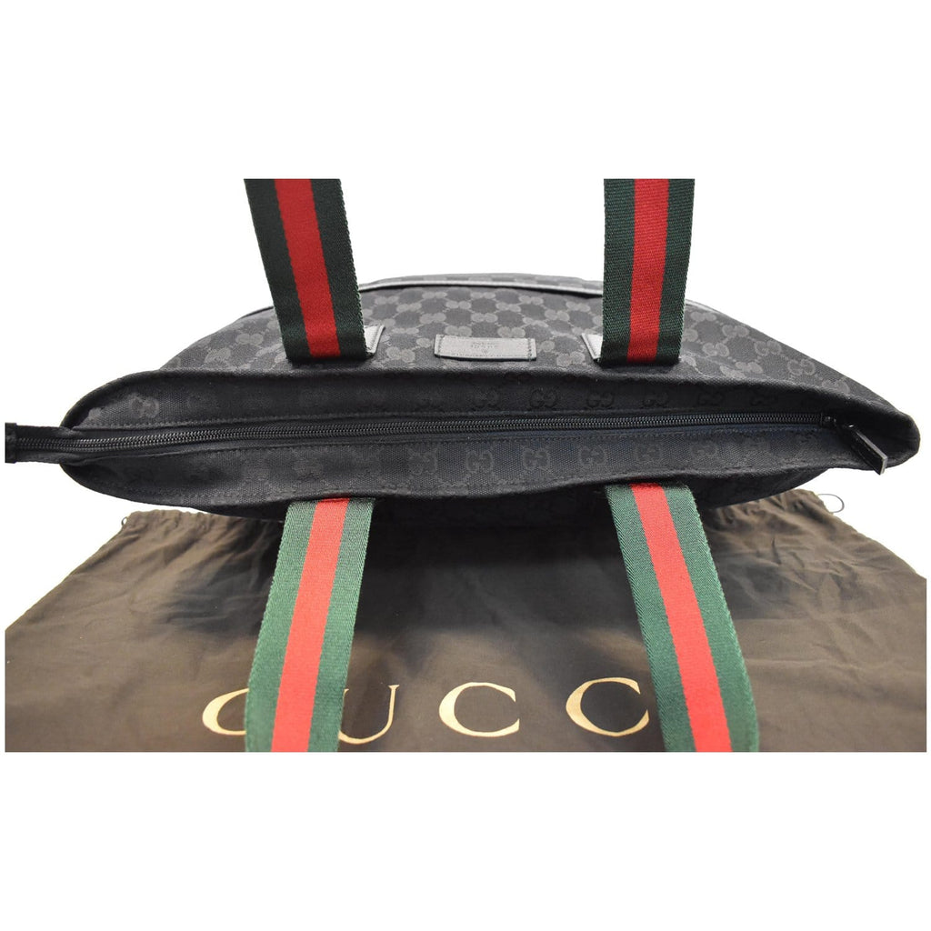 GUCCI GG Monogram Web Large Diaper Tote Bag Black