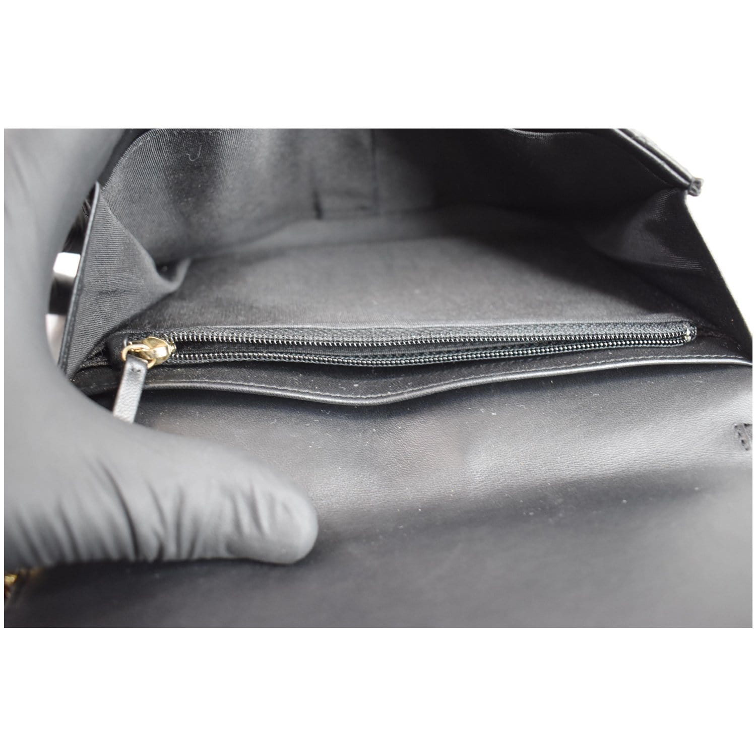 CHANEL Boy Woc Lambskin Leather Wallet On Chain Clutch Bag Black
