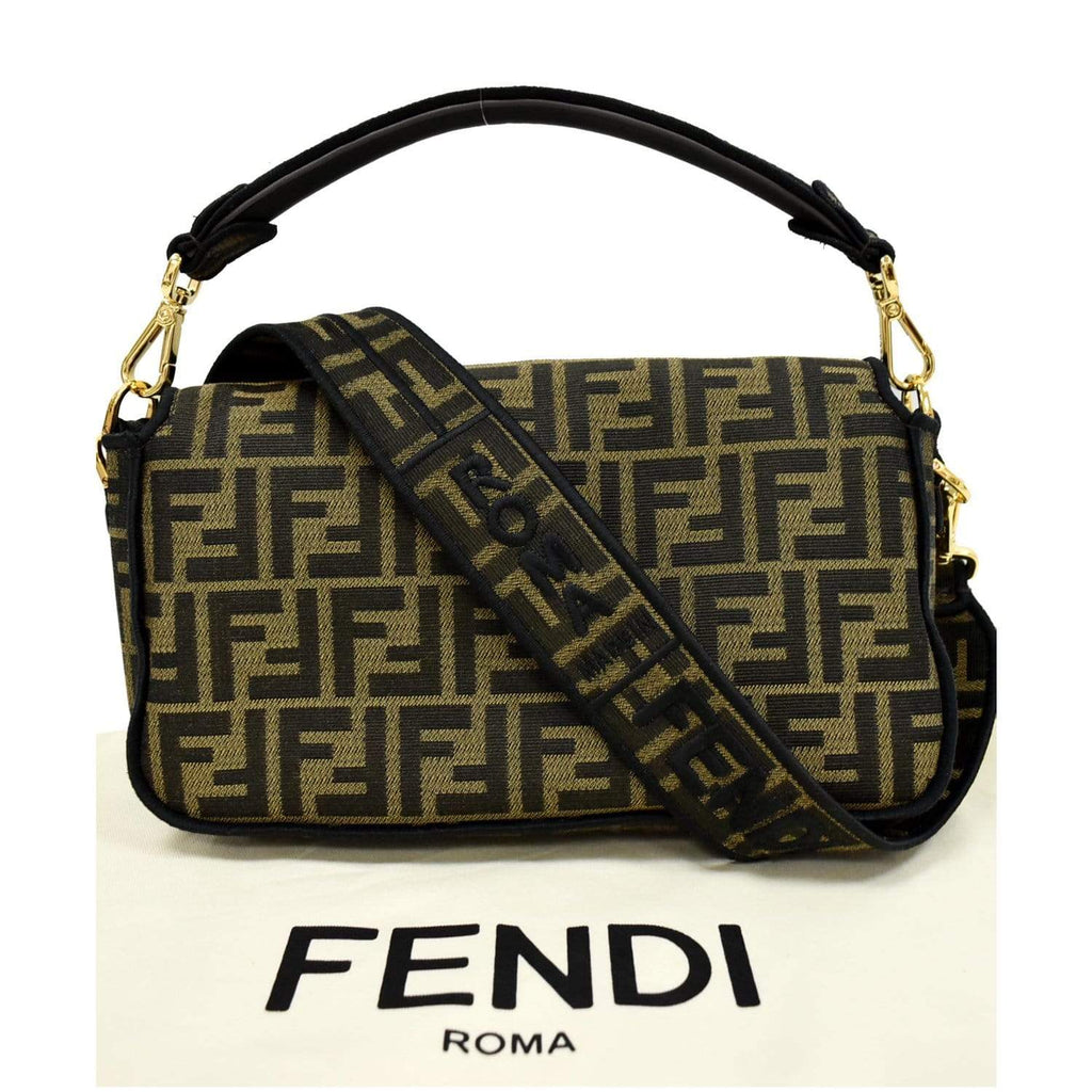 FENDI Mini Baguette Zucca Canvas Shoulder Bag Brown