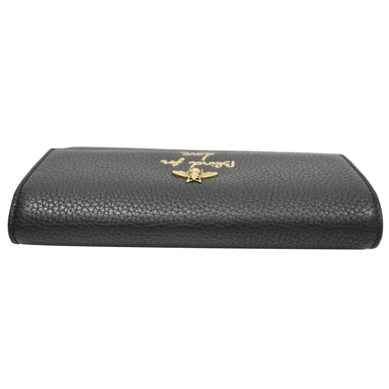 GUCCI Animalier Bee Blind For Love Leather Wallet Black 454070