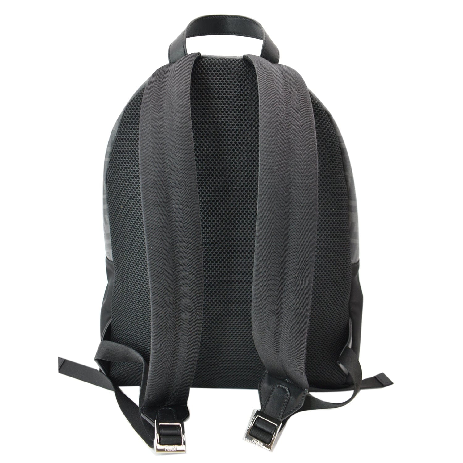 FENDI Diagonal Liberty Nylon Leather Backpack Black