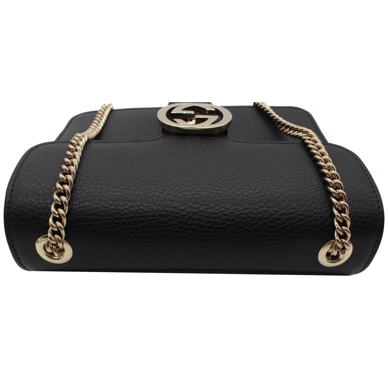 GUCCI Interlocking GG Leather Crossbody Bag Black