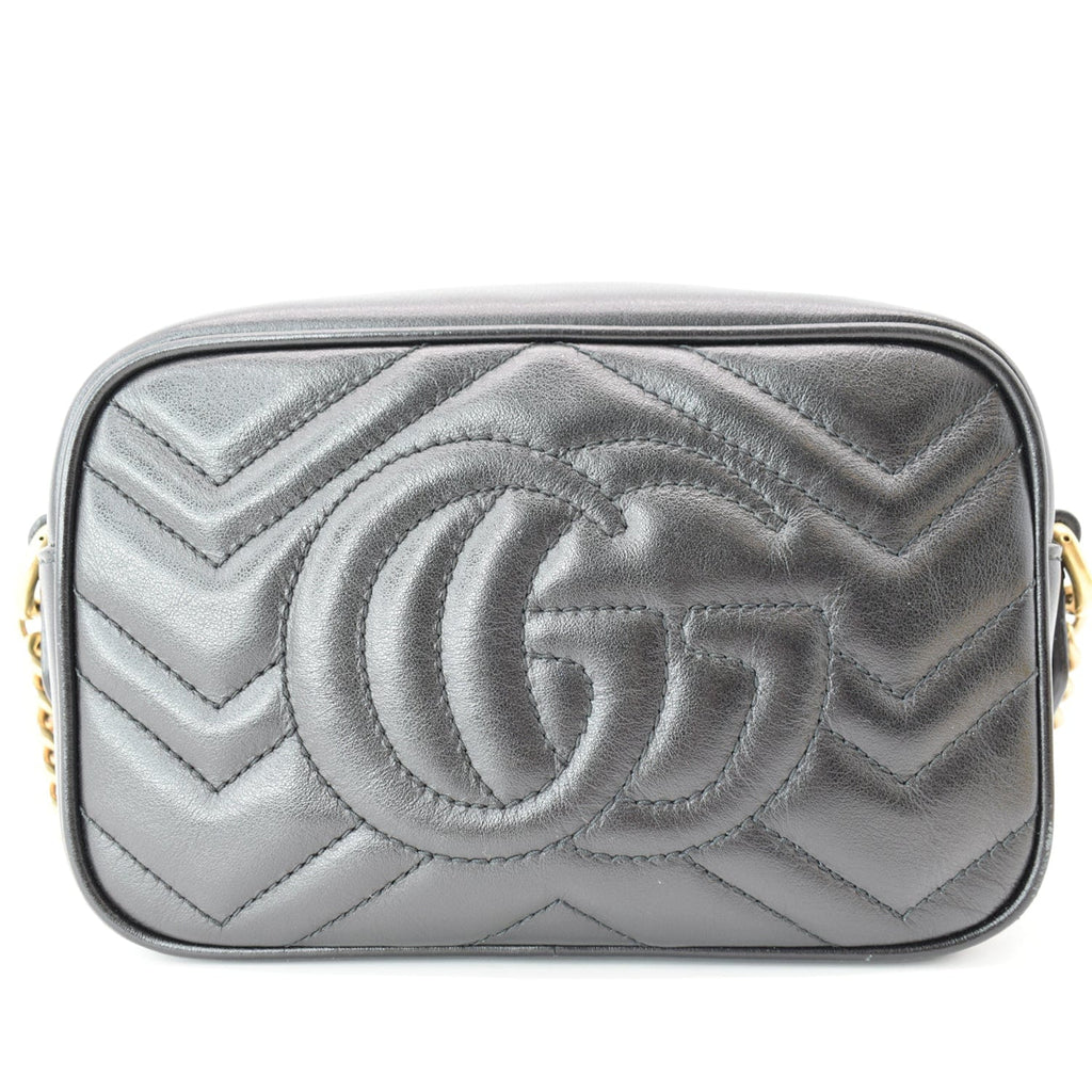 GUCCI GG Marmont Matelasse Mini Leather Crossbody Bag Black 448065