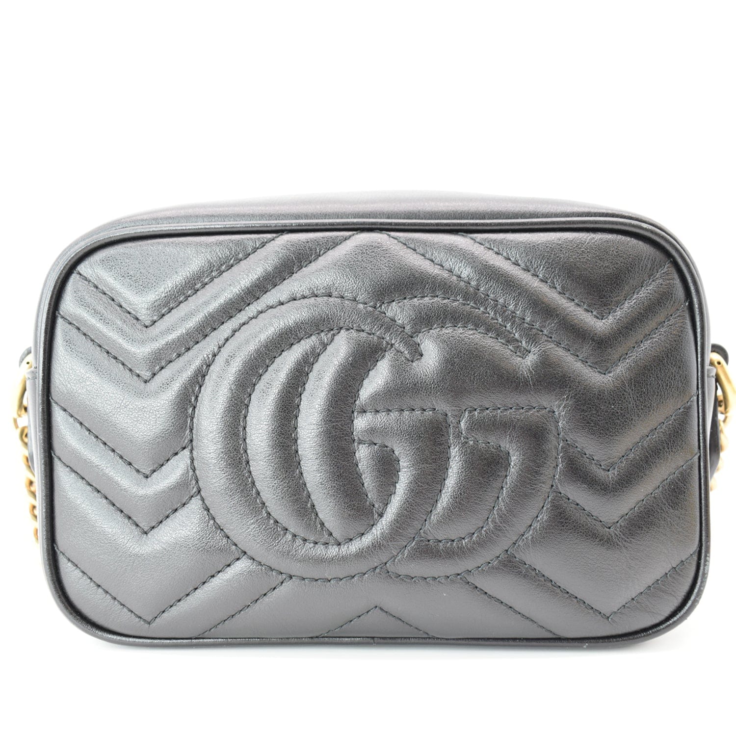 GUCCI GG Marmont Matelasse Mini Leather Crossbody Bag Black 448065