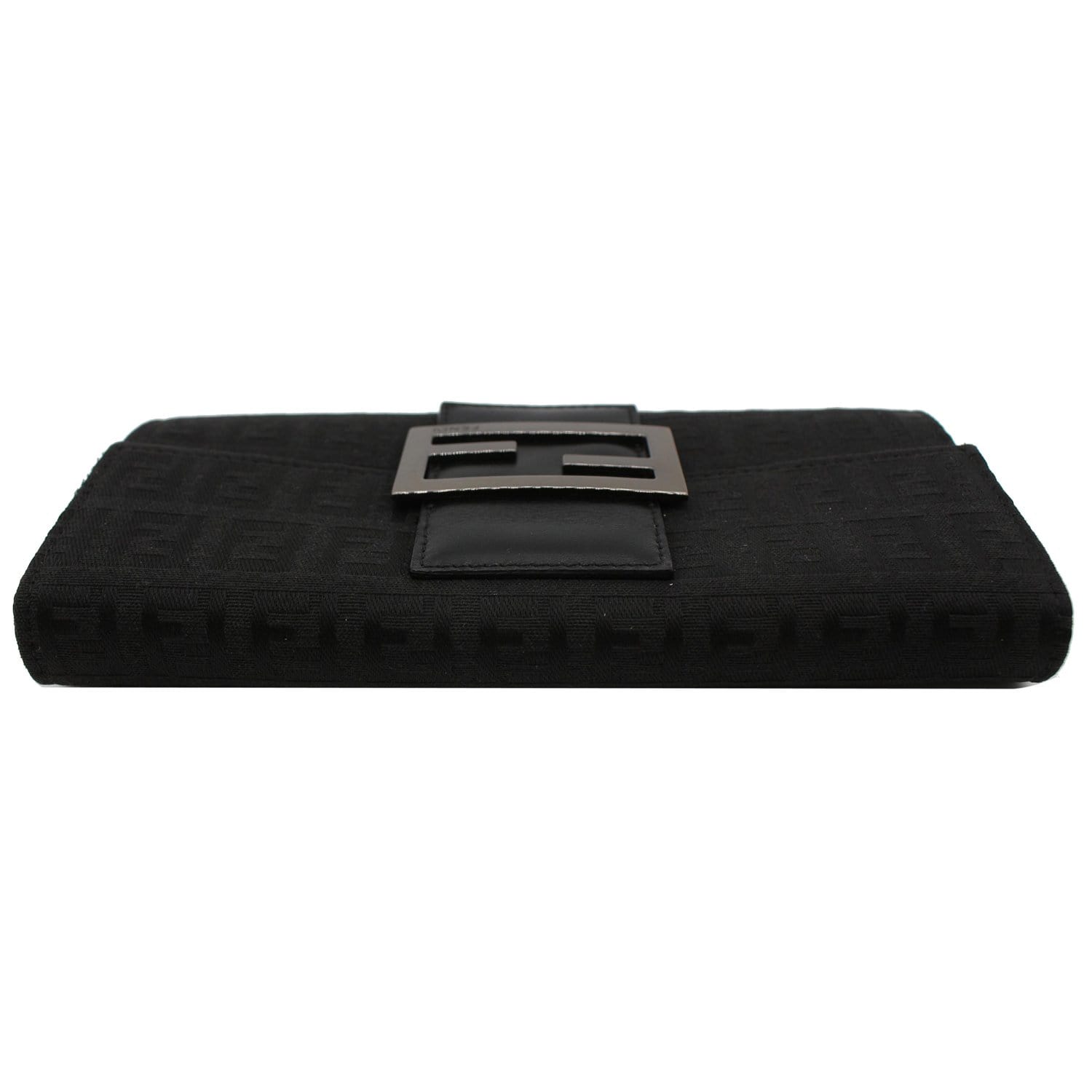 FENDI Zucchino Monogram Canvas Long Bi-Fold Wallet Black