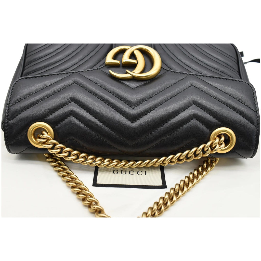 GUCCI GG Marmont Small Matelasse Leather Crossbody Bag Black 443497