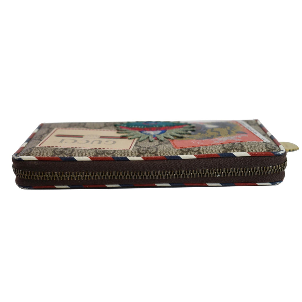 GUCCI Courrier GG Supreme Canvas Zippy Wallet Beige 473909