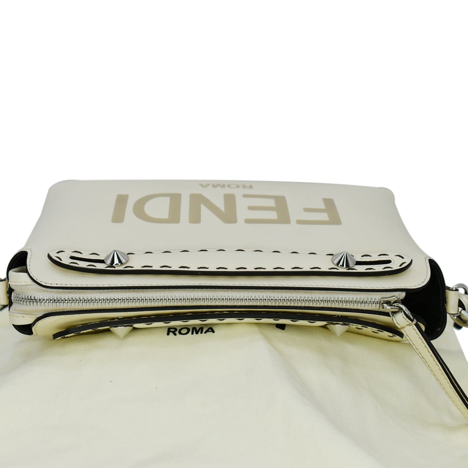 FENDI By The Way Medium Leather Boston Bag White