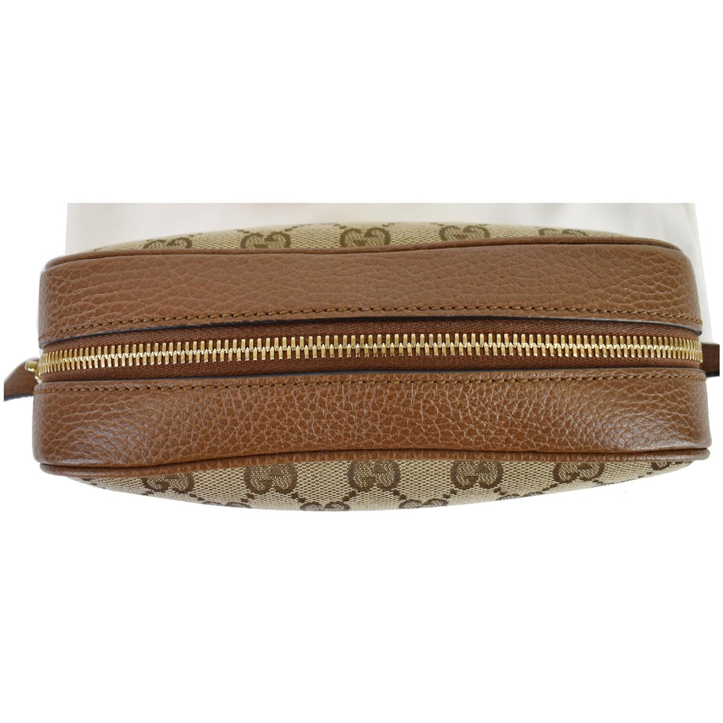 GUCCI Bree GG Canvas Leather Crossbody Bag Beige 449413