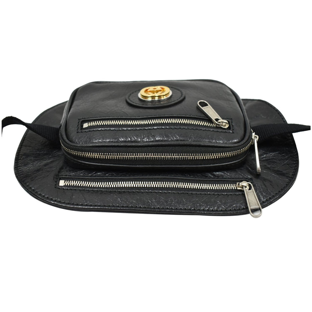 GUCCI Morpheus GG Interlocking Logo Leather Belt Bag Black 575857 - 25% OFF