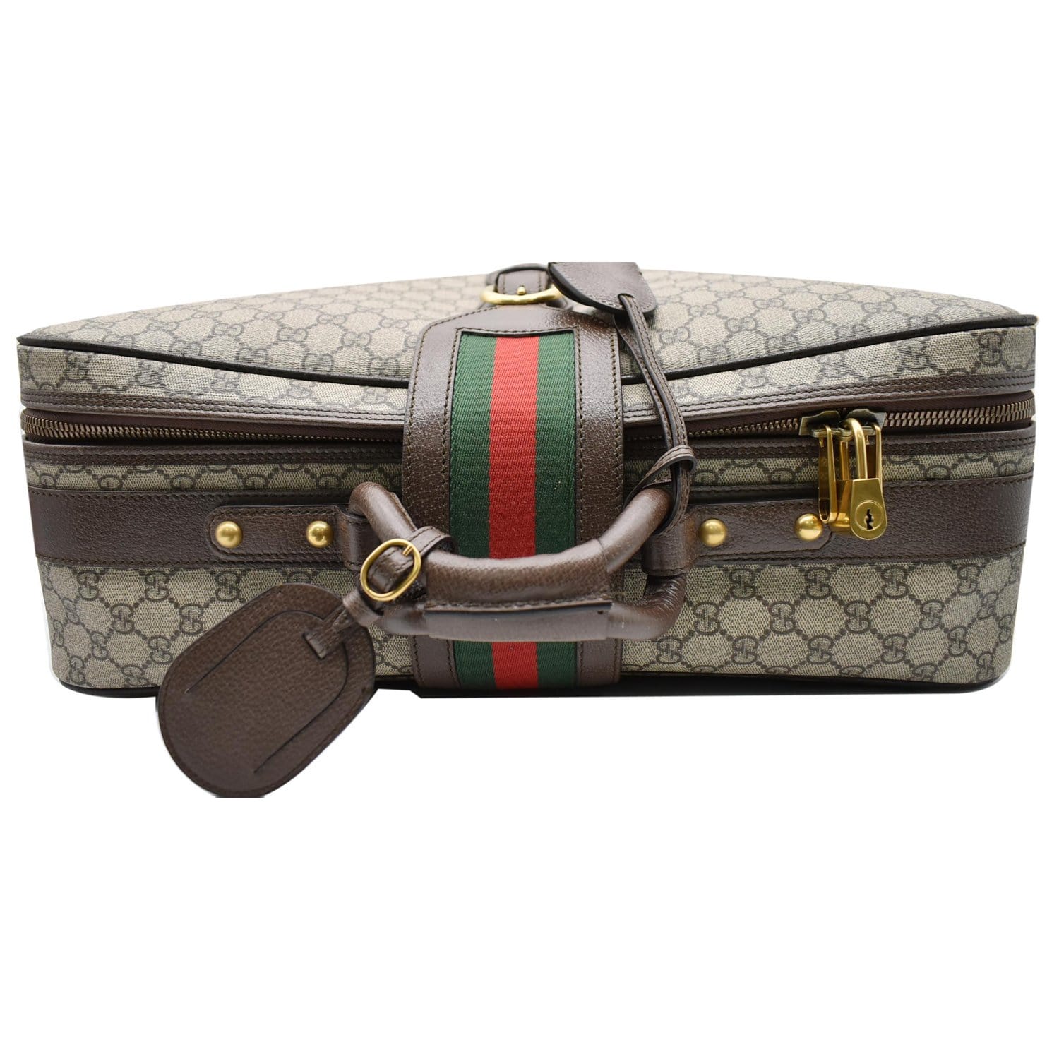 GUCCI Web GG Supreme Suitcase Travel Bag Beige 424501 - 25% OFF