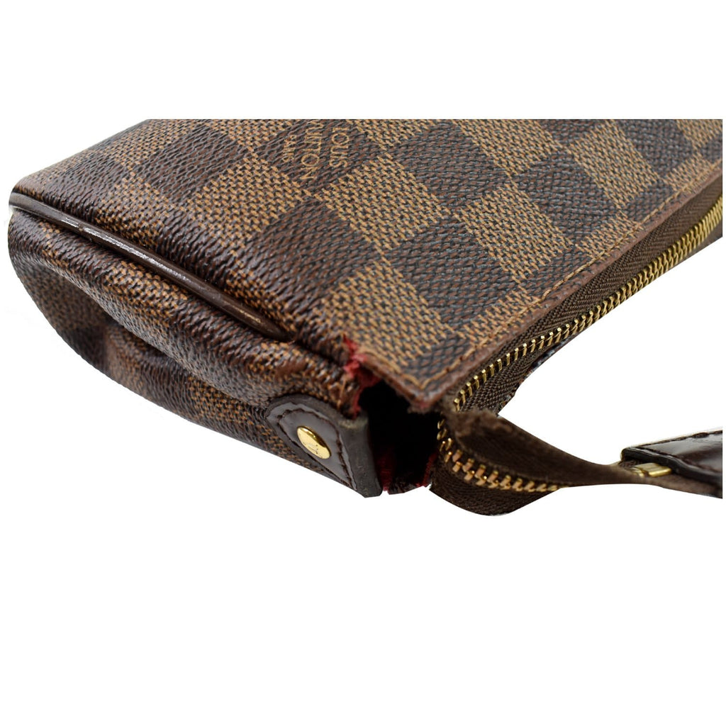 LOUIS VUITTON Pochette Eva Damier Ebene Clutch Crossbody Bag Brown