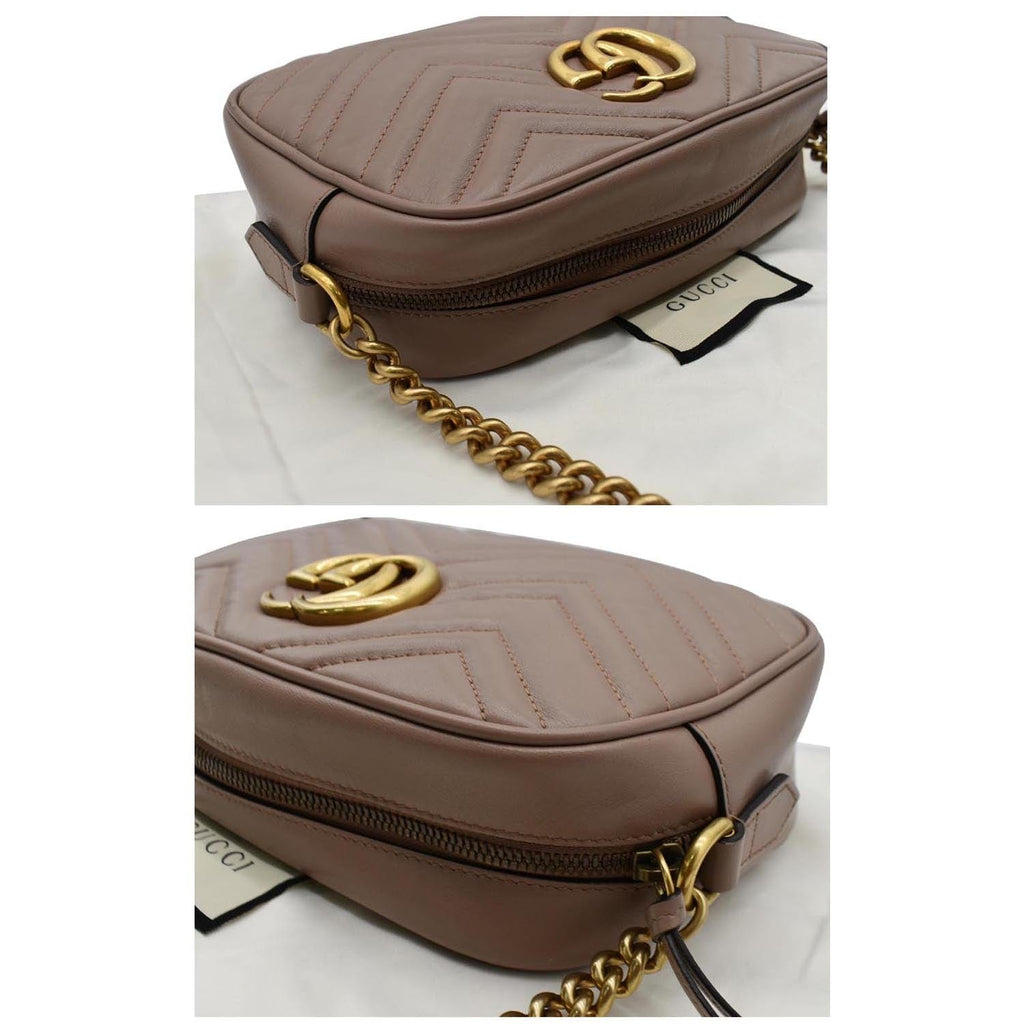 GUCCI GG Marmont Small Matelasse Leather Crossbody Bag Taupe 447632
