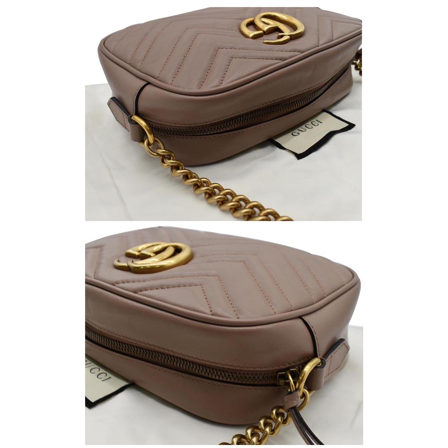 GUCCI GG Marmont Small Matelasse Leather Crossbody Bag Taupe 447632