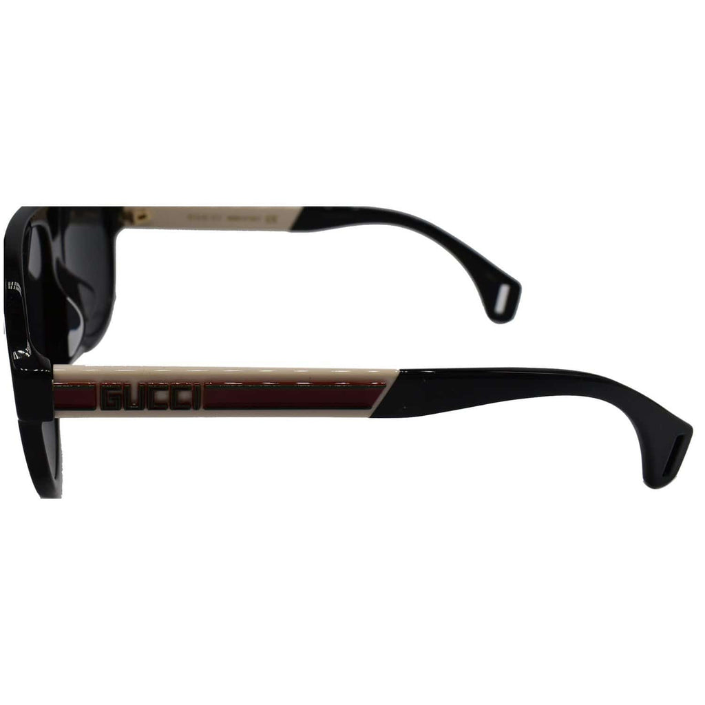 GUCCI GG0463SA 002 Black White Sunglasses Grey Lens