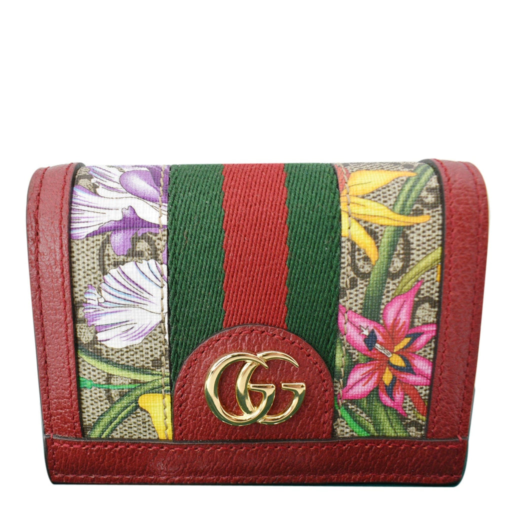GUCCI Ophidia Flora GG Supreme Canvas  Case Wallet Red 523155 - 10% Off