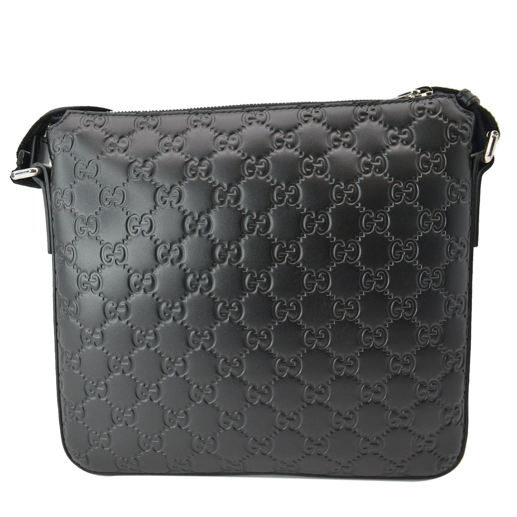 GUCCI GG Signature Leather Black Messenger Bag 406410