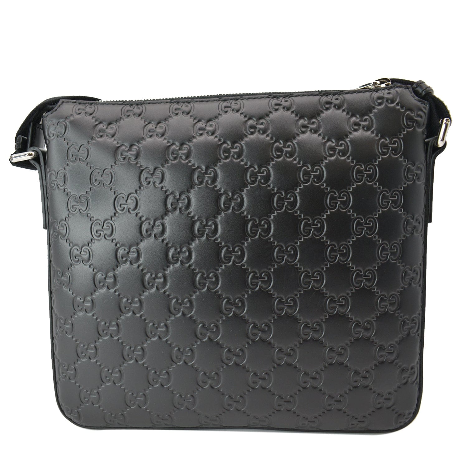 GUCCI GG Signature Leather Black Messenger Bag 406410